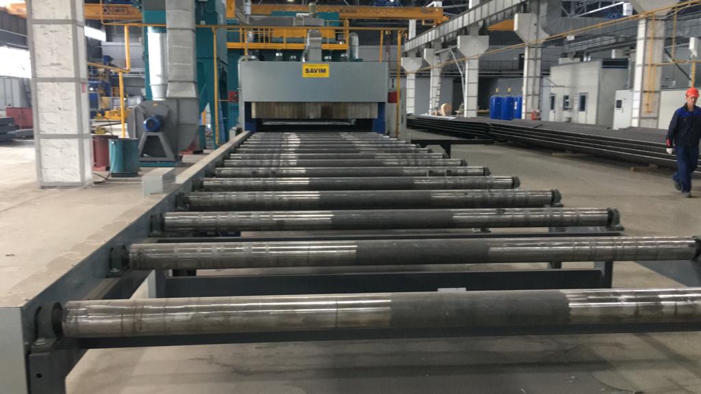 Рольганг на выходе из линии после третьей печи